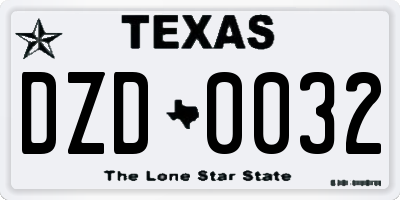 TX license plate DZD0032