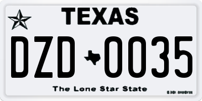 TX license plate DZD0035