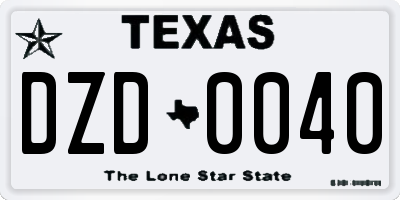 TX license plate DZD0040