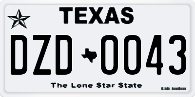 TX license plate DZD0043