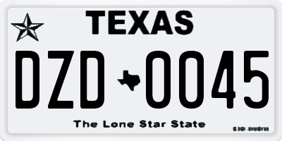 TX license plate DZD0045