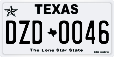 TX license plate DZD0046