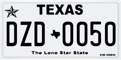 TX license plate DZD0050