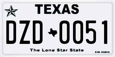 TX license plate DZD0051