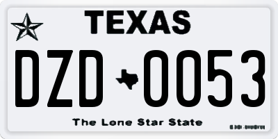 TX license plate DZD0053