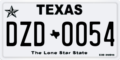 TX license plate DZD0054