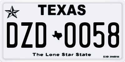 TX license plate DZD0058