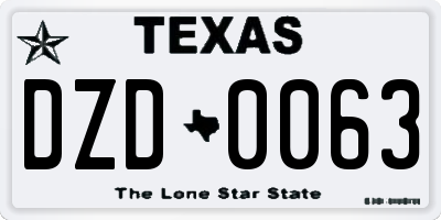 TX license plate DZD0063