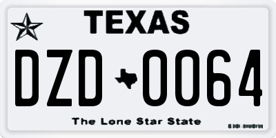 TX license plate DZD0064