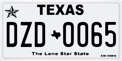 TX license plate DZD0065