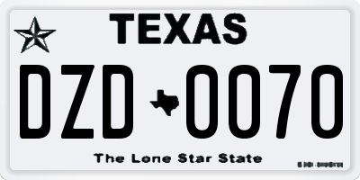 TX license plate DZD0070