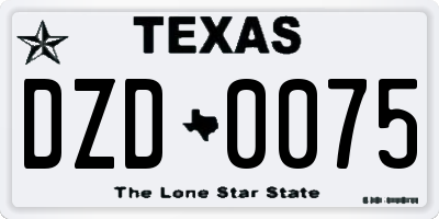 TX license plate DZD0075