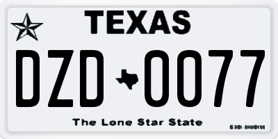 TX license plate DZD0077