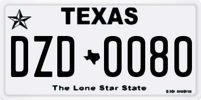 TX license plate DZD0080