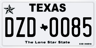 TX license plate DZD0085