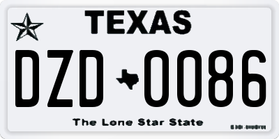 TX license plate DZD0086