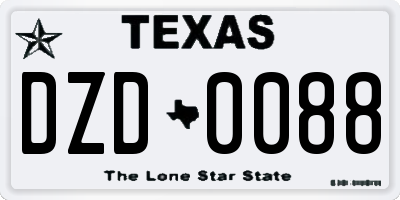 TX license plate DZD0088