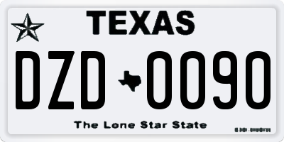 TX license plate DZD0090