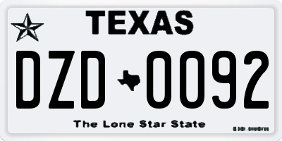 TX license plate DZD0092