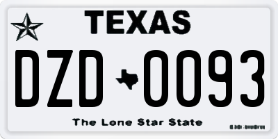 TX license plate DZD0093