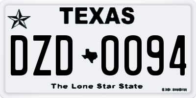 TX license plate DZD0094