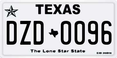 TX license plate DZD0096