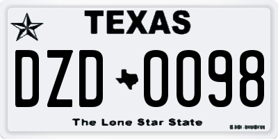 TX license plate DZD0098