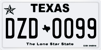 TX license plate DZD0099