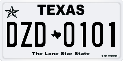 TX license plate DZD0101