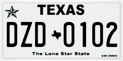 TX license plate DZD0102