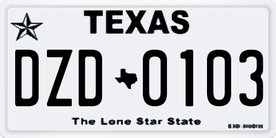 TX license plate DZD0103