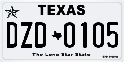 TX license plate DZD0105