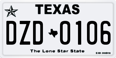 TX license plate DZD0106