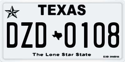 TX license plate DZD0108