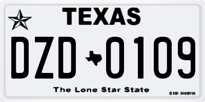 TX license plate DZD0109