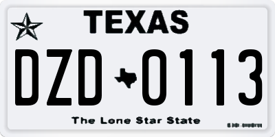 TX license plate DZD0113