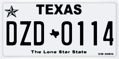 TX license plate DZD0114