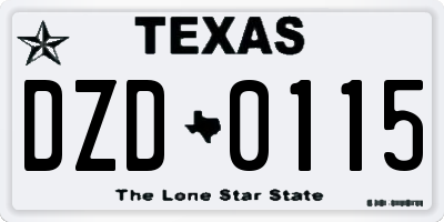 TX license plate DZD0115