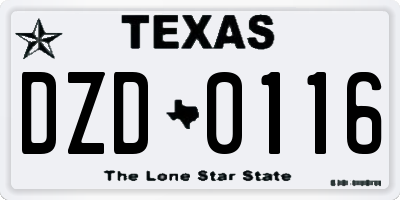 TX license plate DZD0116