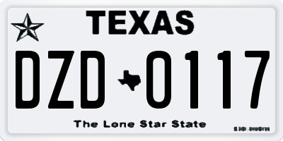 TX license plate DZD0117
