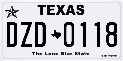 TX license plate DZD0118