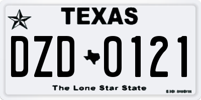 TX license plate DZD0121
