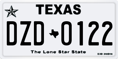TX license plate DZD0122