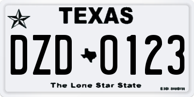 TX license plate DZD0123