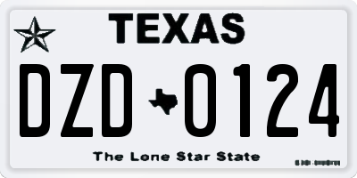 TX license plate DZD0124