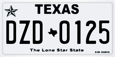 TX license plate DZD0125