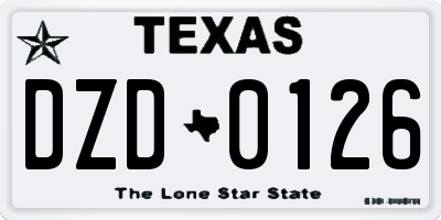TX license plate DZD0126