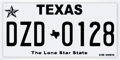 TX license plate DZD0128