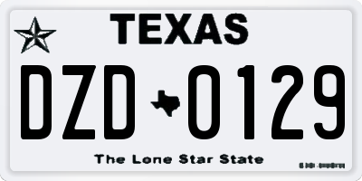 TX license plate DZD0129