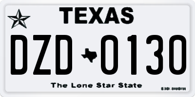 TX license plate DZD0130